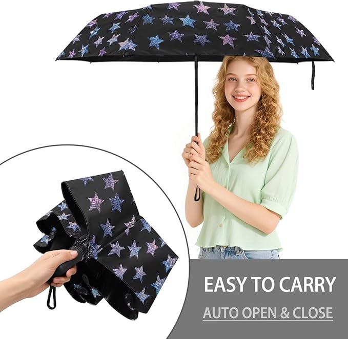 Umbrellas for Rain Lightweight Travel Umbrella 42" Canopy UV Protection Sun Umbrella Windproof Compact Umbrellas