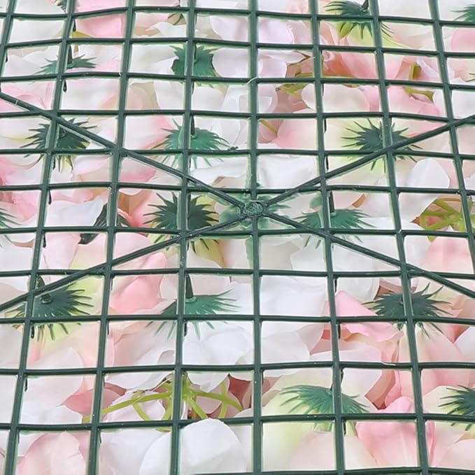 16"x 24" Artificial Flower Wall Panels,Flower Wall Mat Silk Flower Panels for Outdoor Garden Backyard Fence Fence Privacy Screen and Indoor Wall Decor(8Pcs Light Pink)