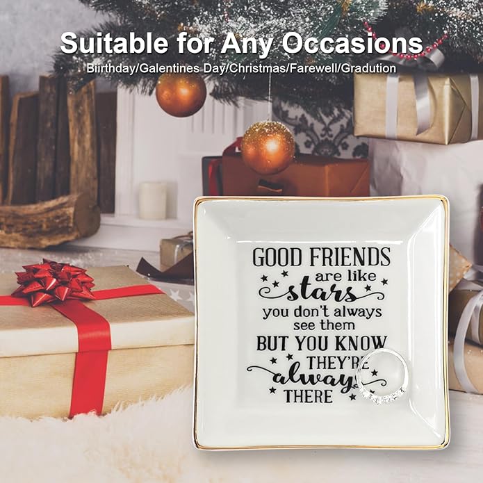 HOME SMILE Ceramic Ring Dish Jewelry Tray for Mom Sister Friends