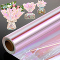 Seajan 32 in x 200 ft Iridescent Cellophane Wrap Roll, Rainbow Wrapping Paper Holographic Cellophane Wrap for Baskets Flower Bouquet DIY Treats Christmas Gifts Wrapping (Red Iridescent)