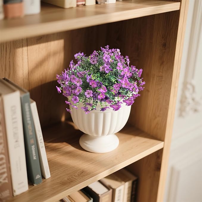 Artificial Flowers for Outdoor Indoor Garden Home Decoration, Faux Flower Daisy with Eucalyptus Leaves Fake Plants Greenery Boxwood Porch Patio, 12 Bundles