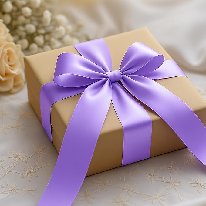 Fullive 1 1/2 Inch Violet Satin Ribbon, 30 Yards Ribbons for Crafts, Polyester Ribbon for Gift Wrapping for Birthday Graduate Valentines Day Decorations DIY Bows Wrapping Bouquet Floral Arrangements