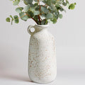 Sunddo White Ceramic Vase, Rustic Farmhouse Decorative Vase with Handle, Farmhouse Decor, Centerpieces Entryway Shelf Living Room Table Decor 10 inch