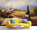Tuscany Vineyard Wall Mural, Countryside Winery Scene 3D Wall Murals, Italian Rural Landscape Wallpaper Mural, for Living Room Bedroom Large Wallpaper Indoor Decor 137.8" W x100 H