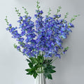 8 pcs Blue-Purple Delphinium Artificial Flowers, 34.25''Artificial Snapdragon Flowers Tall Fake Flowers Silk Flowers Faux Delphinium Bulk for Tall Vase Home Wedding Garden Table Decor (Blue-purple)