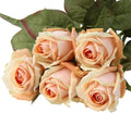 DILATATA Artificial Realistic Roses Peach Flowers 24" Real Touch Silk Roses Bouquet Long Stems Rose Fake Roses Decor for Home Party Wedding Table Centerpieces Roses Realistic - 5 Pcs