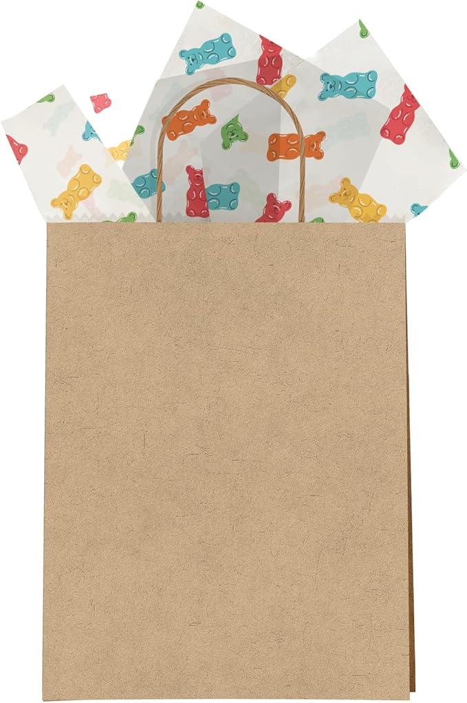 Pro Supply Global Gummy Bears Printed Tissue Paper for Gift Bags or Boxes and Wrapping - Candy Bulk Decorative Art Tissue Paper for Packaging and Gifting | 24 Sheets 20" x 30"