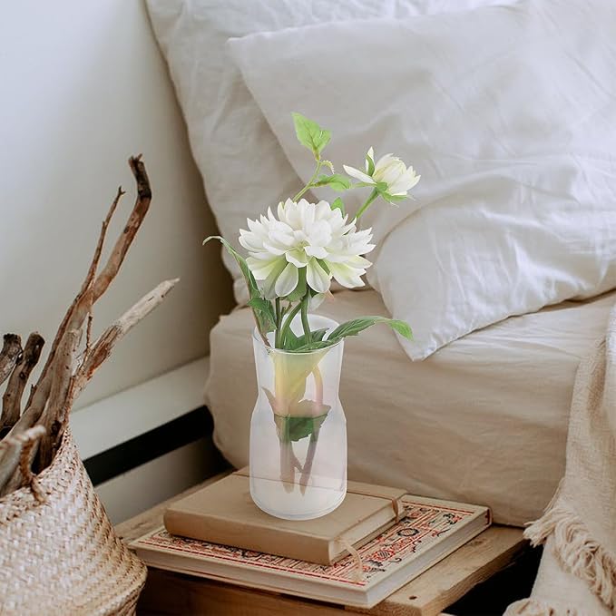 NUOBESTY Chic Iridescent Glass Vase Decor for Floral Arrangements Lightweight Transparent Desktop Ornament Modern Artistic Flower Container for Home and Office Display