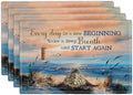 Sea Turtle Beach Summer Placemats Set of 4 Coastal Lighthouse Nautical Inspirational Quotes Double-Sided Table Mats for Dining Room Home Party Indoor 4 PCS 12x18 Inch