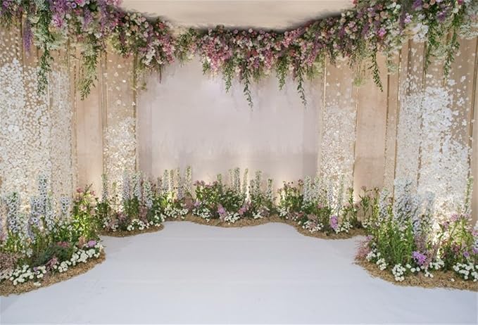 AOFOTO 7x5ft Wedding Backdrop Romance Archway Bridal Shower Flowers Wall Curtain Cradle Ceremony Banner Background for Photography Vinyl Anniversary Birthday Party Decoration Photoshoot Studio Props