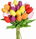 Mandy's Artificial Tulips 20 Stems Multicolor PU Faux Flowers for Thanksgiving and Christmas Decorations Wedding Home Decor 13.5 Inch