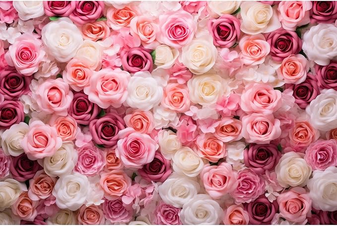 Pink Roses Background Flowers Wall Photography Background Various Floral Roses Backdrops Anniversary Birthday Wedding Baby Shower Backgrounds Decor Children Adults Video Studio Prop 20x10ft