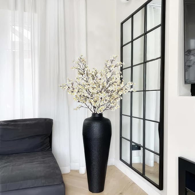 CISDUEO 2 Pcs Artificial Cherry Blossom Flowers Bulk White Fake Fall Flowers Branches Silk Babys Breath Flower Fall Floral Stems for Vase Indoor Home Decor Wedding Party Table Centerpiece Christmas