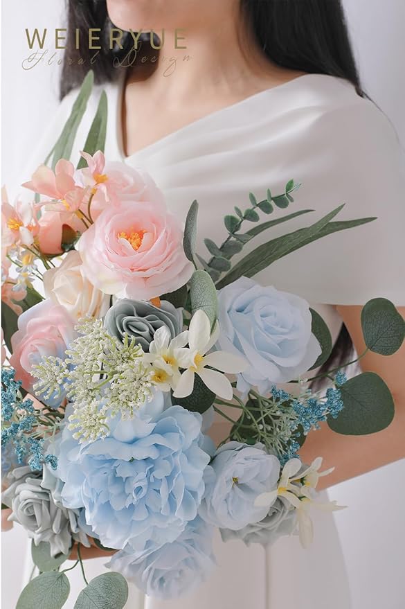 Pastel Artificial Flowers Combo Box Wedding Decor,Fake Flowers,Flowers for Decoration,Silk Flowers for Home Decor Indoor,Cake Flowers,Faux Flowers for Crafts