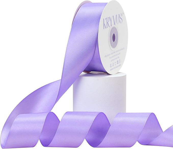 Lilac Satin Ribbon, Double Faced 1-1/2 Inch X 25 Yards Lilac Ribbon, Premium Satin Ribbon for Gift Wrapping, Crafts, Hair Bow Making, Sewing, Flower Bouquet, Wedding Party Decor