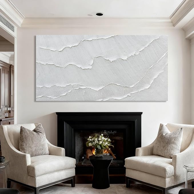 WINKAILIN Large White Abstract Textured Canvas Wall Art 73x147 Oversized Minimalist Painting Modern Artwork for Living Room Bedroom Office Décor