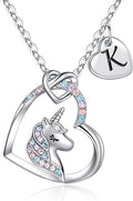 Hidepoo Stocking Stuffers for Teen Girls Kids - Colorful CZ Heart Pendant Initial Unicorn Necklaces for Girl Jewelry Birthday Gift Christmas Gifts for Grandkids Girls Kid