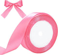 Pink Ribbon for Gift Wrapping, 1 inch Polyester Satin Hair Ribbon for Flower Bouquet, Weeding Decoration, Baby Shower, Crafts Bows Fabric Christmas Ribbons 25 Yards