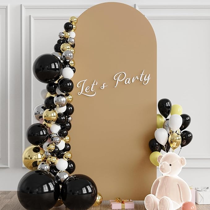 Wokceer 6FT Wedding Arch Backdrop Cover Spandex Fitted Wedding Arch Stand Covers Round Top Chiara Backdrop Cover for Birthday Party Ceremony Banquet Decoration Khaki