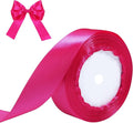 Hot Pink Ribbon for Gift Wrapping, 1 inch Polyester Satin Hair Ribbons for Flower Bouquet, Weeding Decoration, Baby Shower, Crafts Bows Fabric Christmas Ribbon 25 Yards