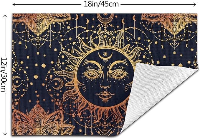 Placemats Set of 4 PVC Woven Place Mats Heat Resistant Easy to Clean for Indoor Outdoor Party Kitchen Dining Table Decoration 12"x18",Tarot Pattern