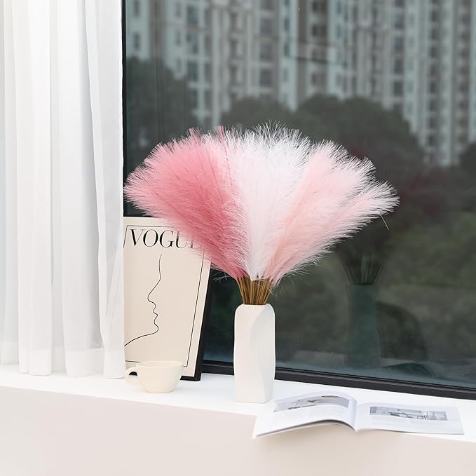 30pcs Faux Pampas Grass - 24 Inch Pink Pampas Grass Home Decor, Artificial Colored Pompas Grass for Room Decor, Flower Arrangement, Wedding Centerpieces and Baby Shower Decorations