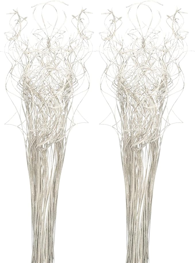 Royal Imports Sparkle Glitter Curly Ting Ting Branches Vase Filler for Wedding, Holiday & Home Decoration, 26”, 75 Stems (Iridescent White)