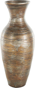 Deco 79 Bamboo Wood Decorative Vase Antique Inspired Pot Centerpiece Vase, Vase for Home Decoration 8" x 8" x 21", Brown