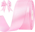 1-1/2 Inches 50 Yards Light Pink Satin Ribbon, Solid Fabric Ribbon Roll for Flower Bouquets, Gift Wrapping, Wedding, Handmade Crafts