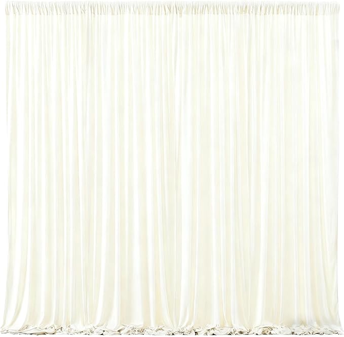 Beige Backdrop Curtains-Wrinkle-Free Polyester Photography Drapes Party Curtain Background for Baby Shower Wedding Decorations- 24 X10FT (Beige)