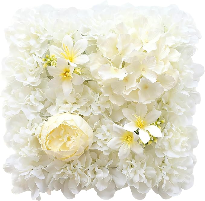 Flower Wall Backdrop, 12PCS 10.6"-15.7" Artificial Flower Wall Panel with Various Styles, 3D Floral Wall Decor for Wedding Photo Background Festive Party Home Decoration (G-D001, 10.6*10.6in)