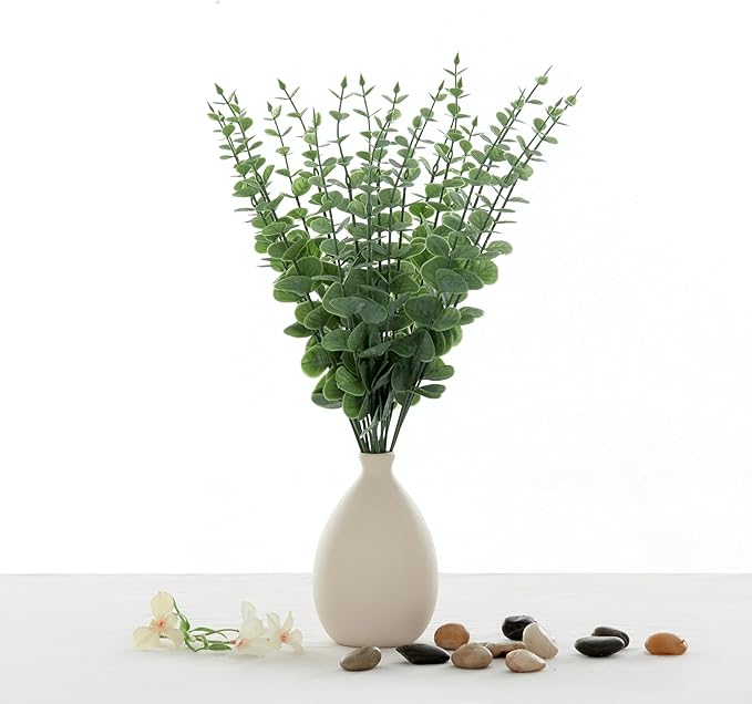20 Pcs Fake Eucalyptus Stems Faux Eucalyptus Leaves Eucalyptus Artificial Fake Greenery for Centerpiece Fake Flower for Vase Home Bouquet Wedding Decoration