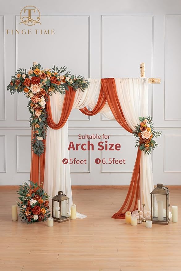 TINGE TIME Artificial Arch Flowers Kit Pack of 5, Fall Wedding Decorations for Reception with Hanging Flowers, Wedding Arch Silk Floral Arrangements Ceremony Backdrop Bridal Shower Outdoor Party Decor