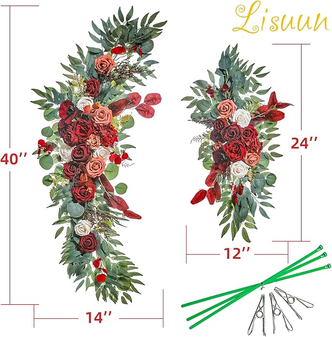 Wedding Arch Flowers, Artificial Flowers for Decoration, Large Flower Swag for Boho Styles Wedding Ceremony Floral Decor - Pack of 2