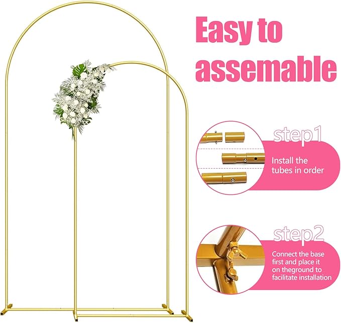 Wedding Arch Backdrop Stand for Parties,Metal Arch Backdrop Stand with Storage Bag for Wedding Ceremony Birthday Party Bridal Baby Shower Photo Booth Garden Floral Balloon Arches Decoration(7.2FT)