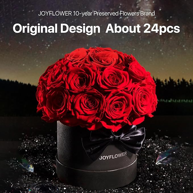 JoyFlower Preserved Flowers Box for Her, Mother's Day Forever Flowers Red Rose Gift for Mom Grandma, Long Lasting Eternal Roses for Wife Girlfriend on Birthday Anniversary Valentine's Day Christmas