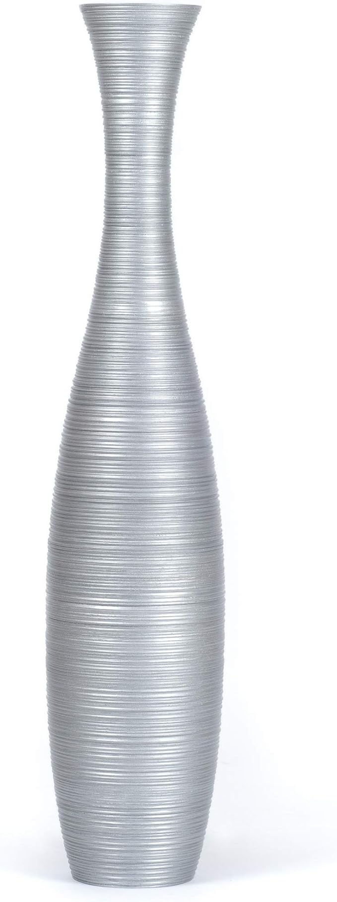 Leewadee Large Silver Home Decor Floor Vase - Wooden 41 inch Tall Farmhouse Decor Flower Holder for Fake Plant and Pampas Grass