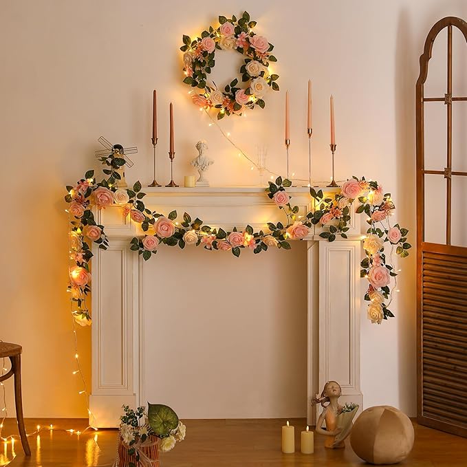 5FT Artificial Rose Flower Burgundy Fake Floral Garland for Wedding Ceremony Backdrop Arch Flowers Table Centerpieces Decorations