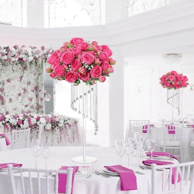 ASTRYAS 12Pcs Peonies Artificial Flowers, Hot Pink Peony Artificial Peonies, Silk Peonies Flowers Fake Peonies Bouquet for Centerpiece Table Wedding Party Home Decor