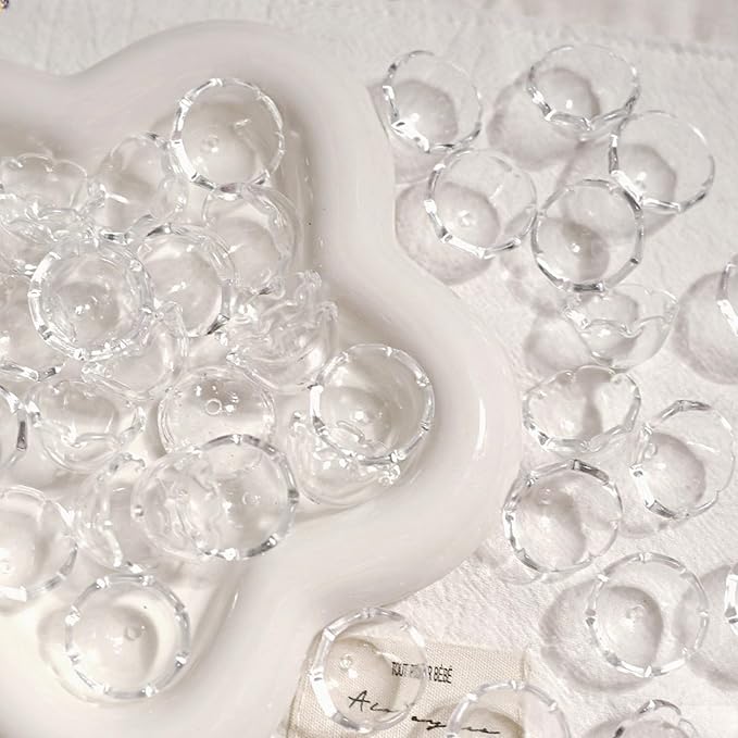 80Pcs Acrylic Clear Flower Bead Caps for Jewelry Making, Transparent Bell Charms, Semi-Round Floral Beads Bulk with Wavy Edge, Jellyfish Beads for Wind Chimes DIY Craft Key Chains-13 * 22mm