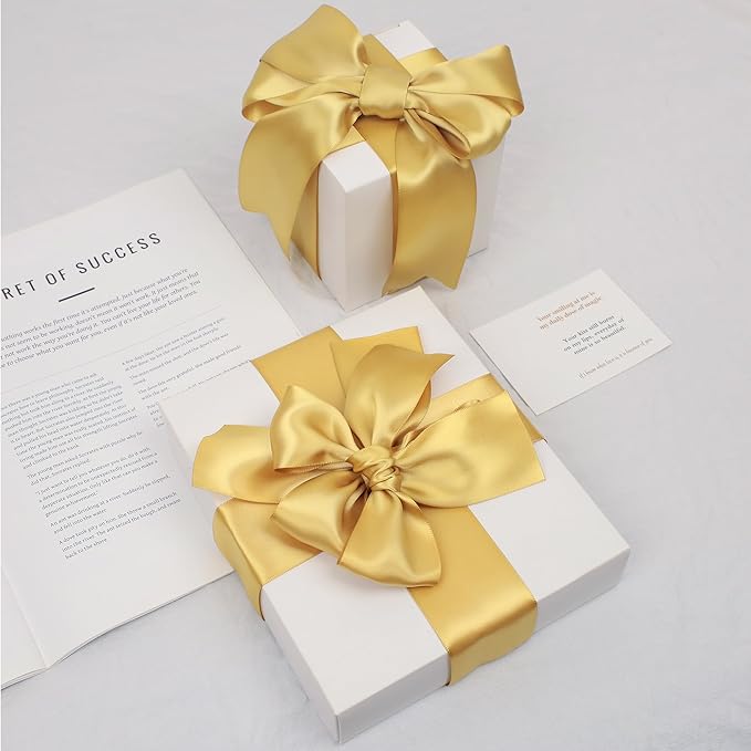 Light Gold Satin Ribbon, Double Faced 2 Inch X 50 Yards, Premium Polyester Satin Ribbon for Gift Wrapping, Crafts, Wedding Decor