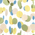 Sage Green Dusty Blue Yellow Beige Polka Dots Garlands Olive Green Macaron Yellow Dusty Blue Sand White Cream Nude Hanging Paper Circle Dots Streamer for Birthday Baby Shower Wedding Party Decorations