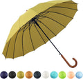 SoulRain 16 Ribs 48" Stick Umbrella Auto Open Solid Color Fashionable and Simple，Arc Classic Wood Handle，Windproof Unbreakable Stick Rain Umbrella