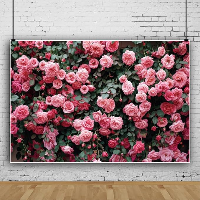 20x10ft Pink Rose Flower Photo Background Wedding Bridal Newborn Shower Birthday Party Photography Backdrops Banner Decor Anniversary Ceremony Couple Studio Props