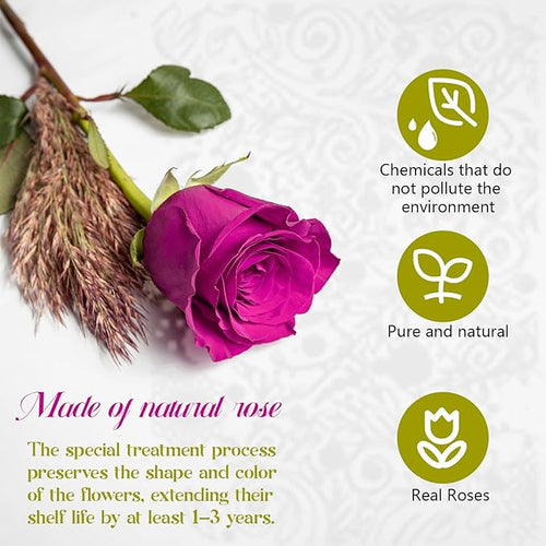 16-Piece Forever Flowers Heart-Shaped Box – Real Immortal Preserved Roses Lasting a Year, Perfect for Birthday, Girlfriend, Mother, or Wife, Valentine Day Gift for Her - Reddish