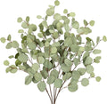 Green Eucalyptus Stems 34" Long Silver Dollar Leaves - 5 Pcs Silk Stems for DIY Bouquet Arrangements, Centerpieces, Shower Decorations - Artificial Spray