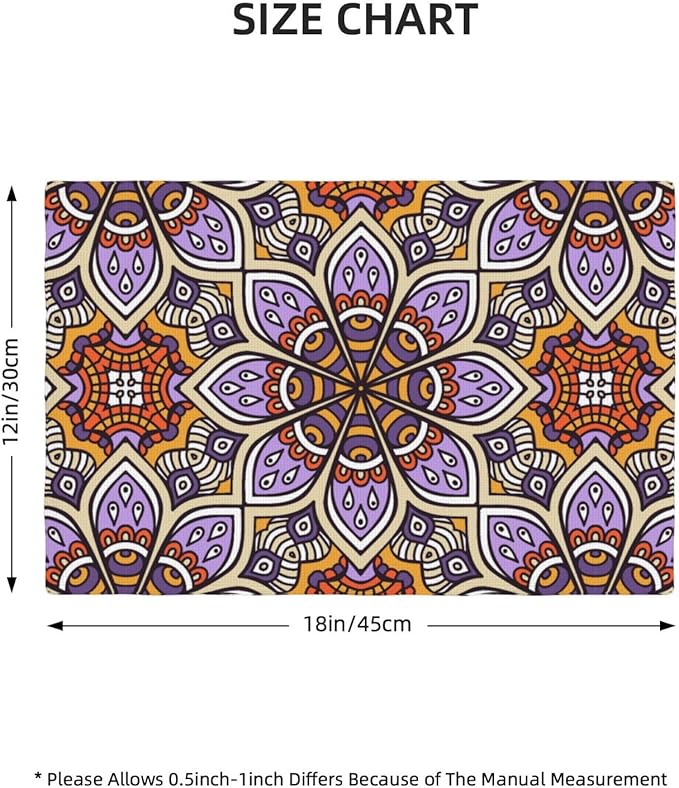 Placemats 4 pcs Mandala Double-Layer Imitation Linen Place Mats Non-Slip Heat-Resistant Tablemats for Home Restaurant Hotel 18×12 Inch