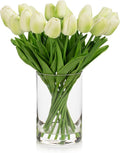 ENOVA FLORAL 20 Heads Real Touch Artificial Tulips Flowers Centerpieces for Dining Table Decorations, Wedding, Farmhouse Decor (Green)