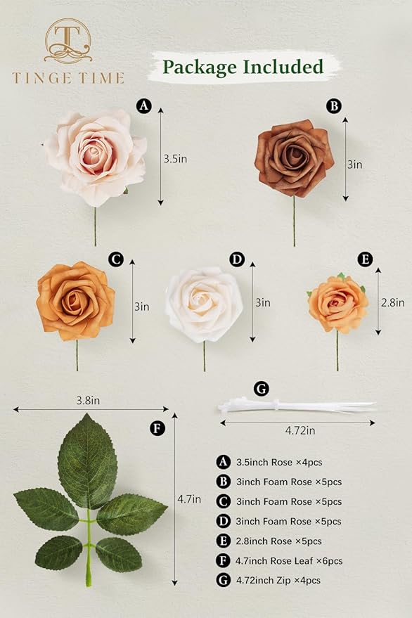 TINGE TIME Terracotta Rose Flowers, 26pcs Artificial Flower for Decoration Fake Rose with Stem for DIY Autumn Wedding Bouquets Centerpieces Bridal Shower Party Flower Arrangements Fall Decorations