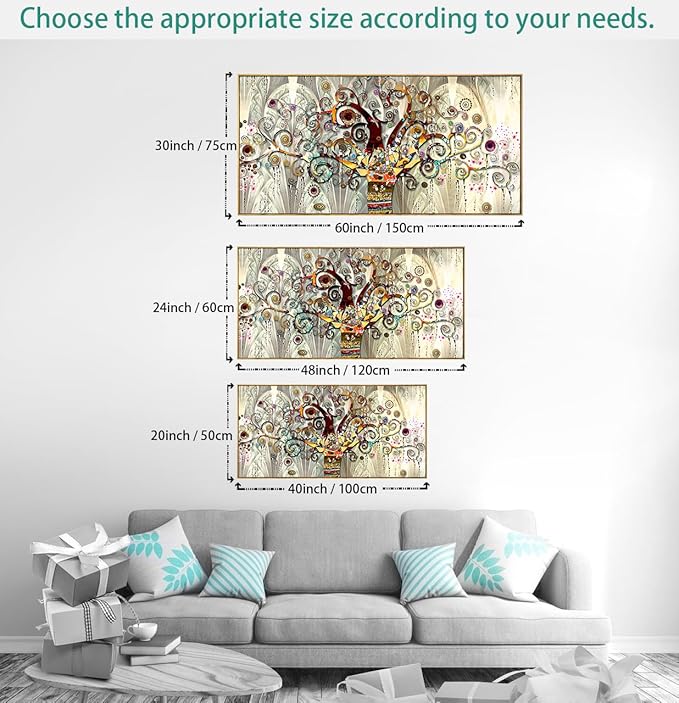 Wall Art Abstract Art Paintings Tree of Life Posters Prints Landscape Picture Colorful Modern Canvas Painting for Living Room Bedroom Office Large Decor 30"x60" with Framed